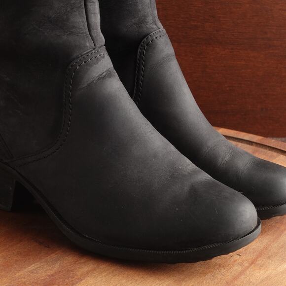 Teva Boots Womens SZ 8 BLK Foxy Tall Leather Waterproof Zip Riding Casual READ - Picture 5 of 16